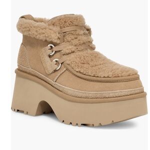 UGG Classic New Heights Genuine Shearling Lace-Up Bootie
